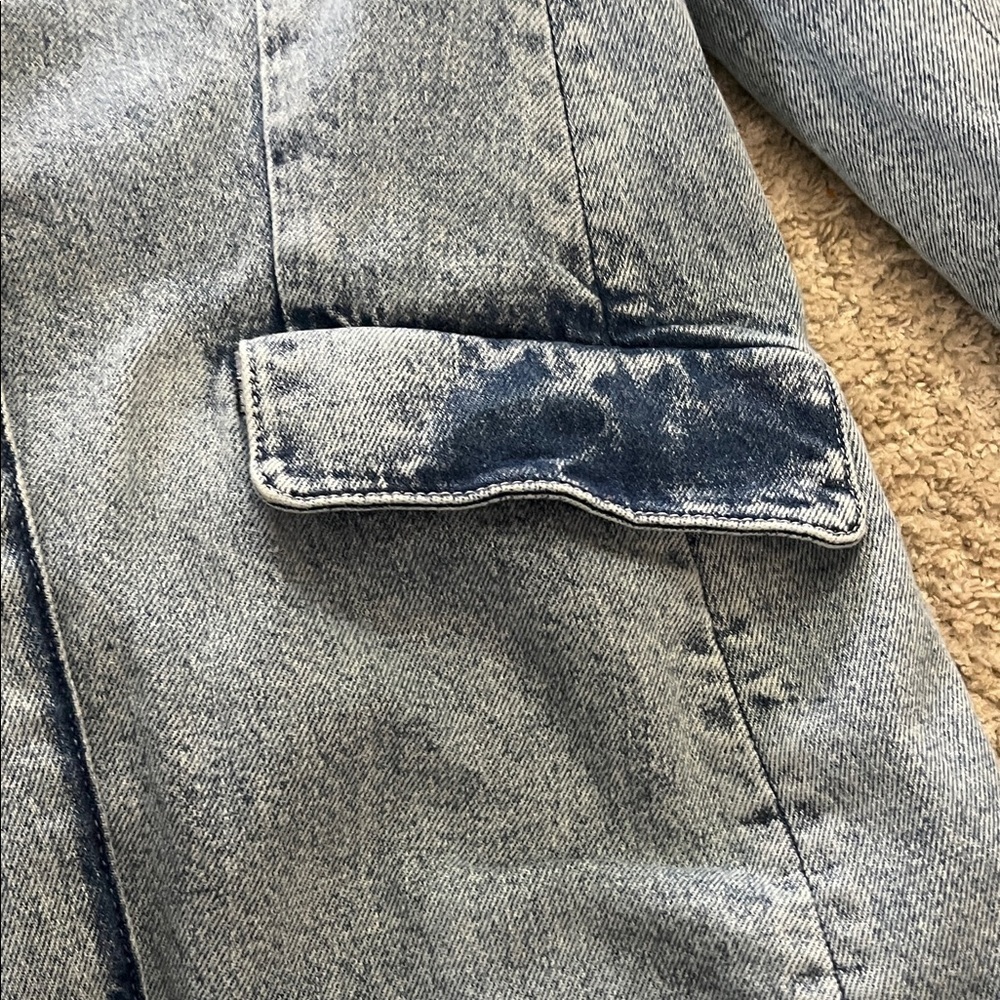Good American Light Blue Cotton Denim Uniform Style Blazer Jacket Small - Picture 8 of 14